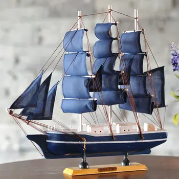 

Mini Props Office Home Gift Furnishing Children Bedroom Toys Mediterranean Style Retro Wooden Nautical Decor Sailing Boat Model