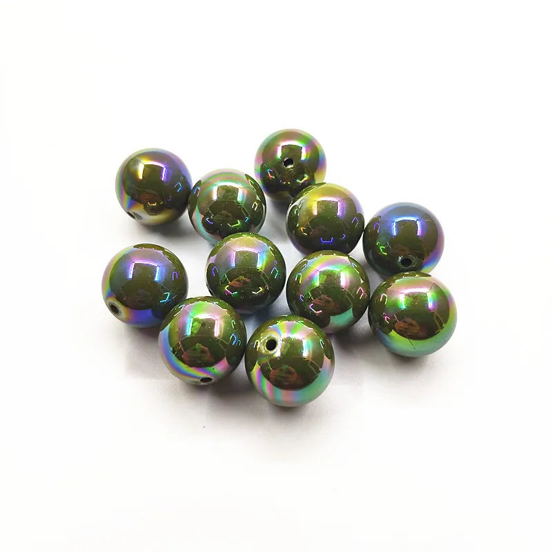 olive green Новое поступление! 20 мм 100 шт покрытие AB крупные Акриловые Бусины, массивные бусины для модного ожерелья ювелирных изделий - Color: olive green