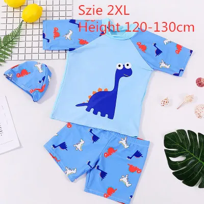 2XL Детский купальный костюм из 3 предметов для мальчиков купальный костюм с динозаврами спортивный топ для серфинга костюмная пляжная одежда комплект одежды для мальчиков, купальный костюм - Цвет: 2XL