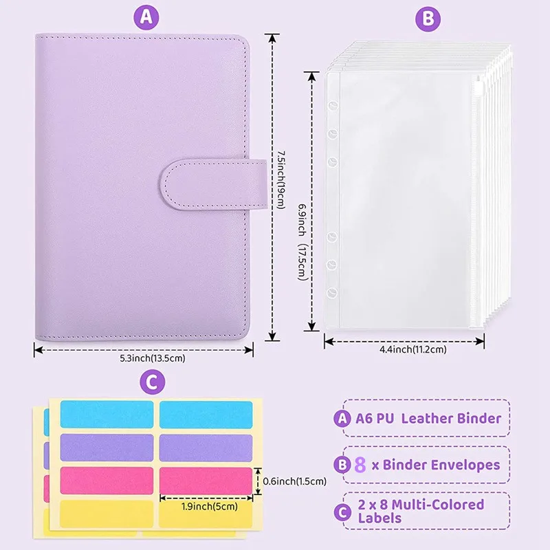 11Pcs A6 Budget Binder PVC 6 Ring Refillable Binder Cover With 9 Binder  Pockets/1 Binder Card / 1 Label - AliExpress