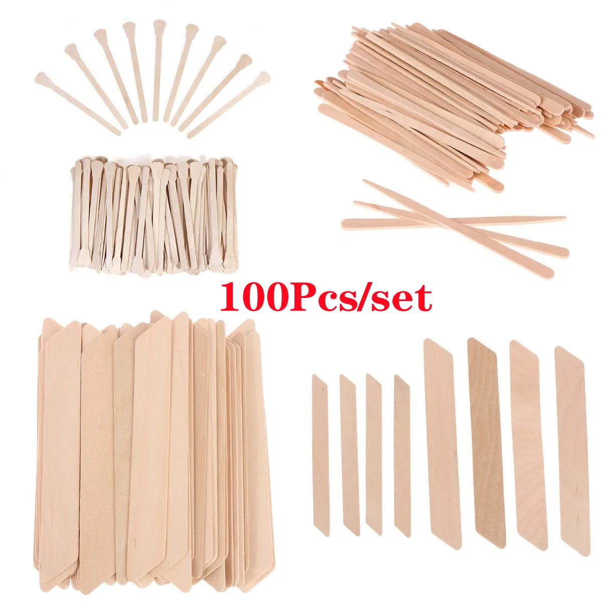100PC Disposable Waxing Wooden Tongue Depressor Body Hair Removal Stick