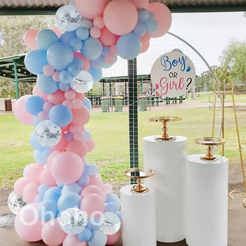 Ohoho-Globo de color Pastel rosa y azul, guirnalda de macarrón, Globos de arco, decoración de fiesta de cumpleaños, suministros mate para Baby Shower
