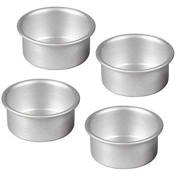 

4Pcs Mini Cake Pan 4 Inch Aluminum Round Cake Pans with Removable Bottom for Cake Baking