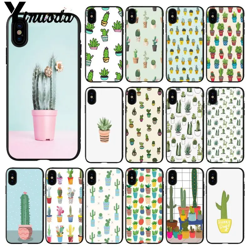 

Yinuoda Cute Cacti in Pots TPU Soft Silicone Phone Case Cover for iPhone 5 5Sx 6 7 7plus 8 8Plus X XS MAX XR