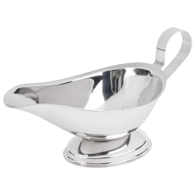 Stainless Steel Gravy Boat, Saucier With Ergonomic Handle And Big