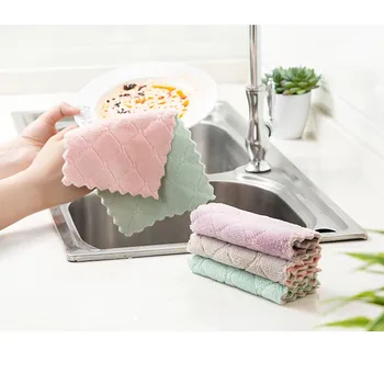 

Oil-proof Cloth Bamboo Coral velvet Dish Towel Magic Kitchen Cleaning Rag