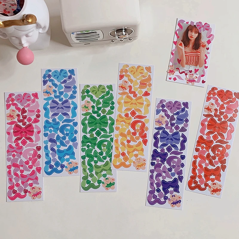1 kolor komputera wstążka Cartoon niedźwiedź naklejki kreatywne kolorowe segregatory dekoracji Journal DIY szkolne Kawaii biurowe