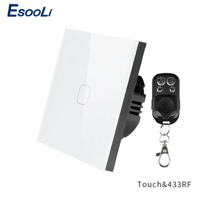 Esooli ЕС/Британский стандарт дистанционного управления Переключатель 1 банда 1 способ RF433 умный настенный переключатель беспроводной пульт дистанционного управления Сенсорный выключатель света