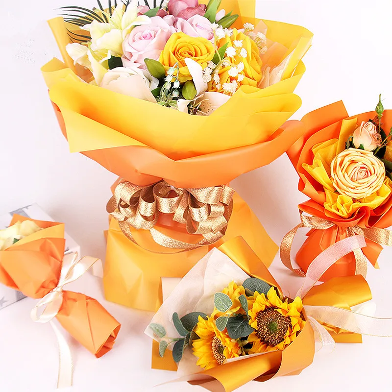 

Orange Flower Wrapping Paper Waterproof Korean Style Craft Paper Valentine's Day Gift Wrapping Paper