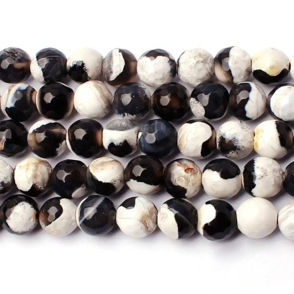 

Wholesale 4-12mm Round Black White Agates Natural Stone Bead Loose Beads For Jewelry Making Charm Bracelet Necklace Handmade DIY