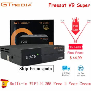 

GT MEDIA V9 Super Freesat V9 DVB-S2 Satellite TV Receiver Decoder + 1 Year 7 lines Europe Cccam Support IPTV Youtube Dolby AC3