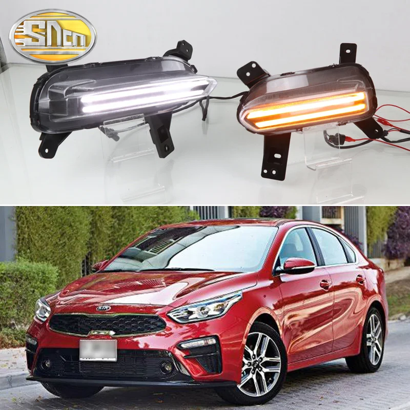 

2PCS LED Daytime Running Light For Kia Cerato 2018 2019 2020 Dynamic Yellow Turn Signal Relay Waterproof Car 12V DRL Lamp