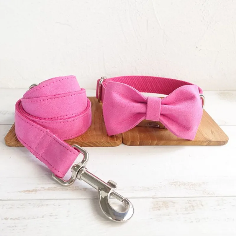 collar leash Поводок для собак, кошек, индивидуальный воротник, бархатный Регулируемый Маленький Средний Поводок для собак, поводок для прогулок, чихуахуа, питбуля, Мопса - Цвет: collar leash