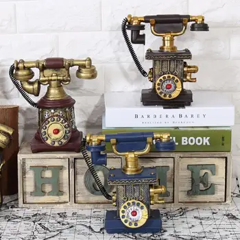 

Antique Phone Model Vintage Piggy Bank Antique Vintage Phone Booth Resin Call Retro Telephone Figurine for Home Decoration