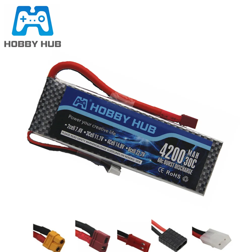 

HOBBY HUB 7,4 V 4200mAh 30C 2S LiPo батарея для RC самолета вертолета автомобиля лодки запасные части 2S 4200mAh 7,4 V Lipo батарея 1 шт.