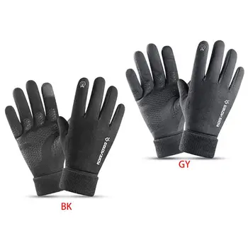

Men Winter Faux Suede Screen Gloves Lining Anti-Slip Reflective Mittens