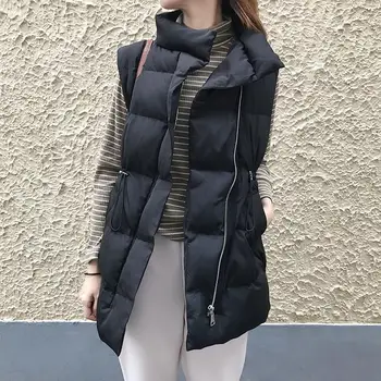 

Winter Vest Winter Jacket Women Long Vests Mandarin Collar New Korean Stand-Up Collar Cotton Waistcoat