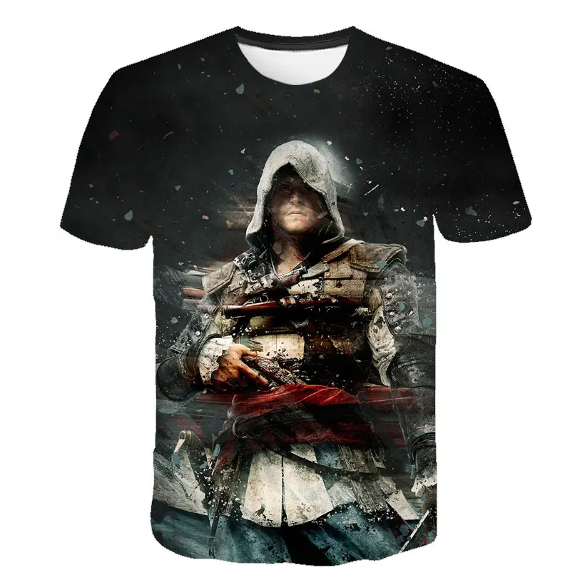 TS4504 Летняя футболка Assasin's Creed 3d для малышей, детские футболки с принтом для мужчин, забавная аниме одежда Harajuku, футболки для онлайн-игр, топы с героями мультфильмов для мальчиков - Цвет: TS4504