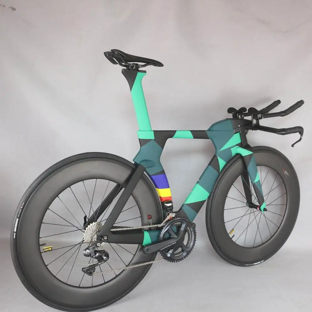 2021 new paint TT Bike TT Bicycle Time Trial Triathlon Carbon Fiber Carbon black color Painting Frame with DI2 R8060 groupset 2021 new paint TT Bike TT Bicycle Time Trial Triathlon Carbon Fiber Carbon black color Painting Frame with DI2 R8060 groupset