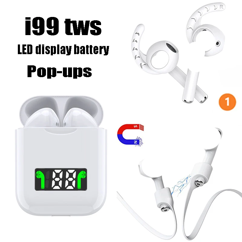 i99 tws LED Wireless Bluetooth Earphones Earbuds For iPhone Samsung Xiaomi Huawei LG pk ear air i10 i12 i800 i18 i1000 i200 i300 - Цвет: i99 baiJ baiCX