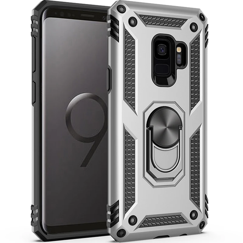 Роскошный чехол с магнитным кольцом для samsung Galaxy S9, Прочный противоударный чехол с подставкой для samsung Galaxy S9 S9 Plus, чехол - Цвет: Silver