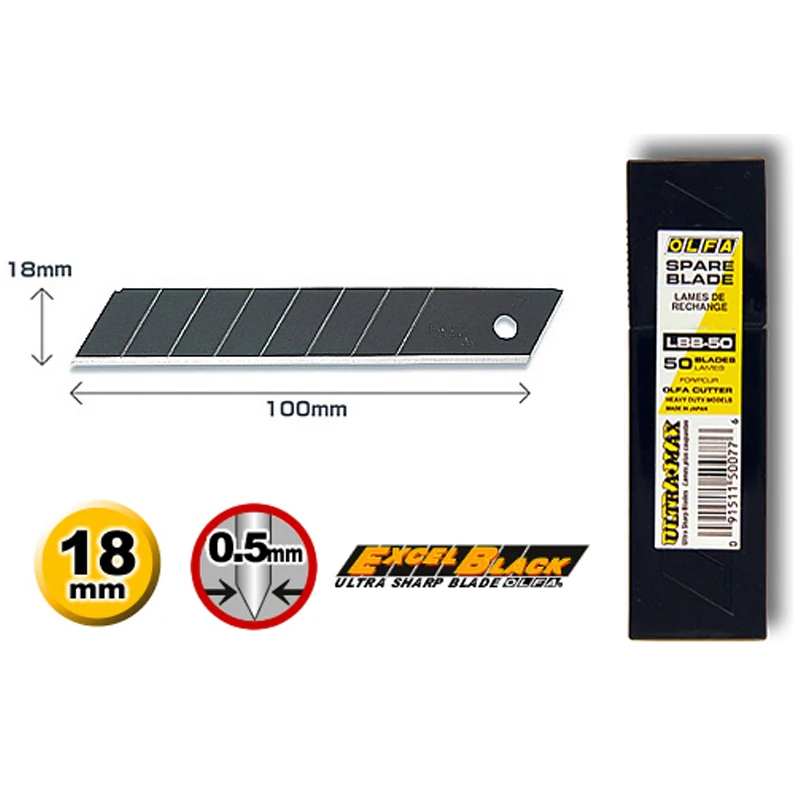 ￡26.72 50pcs Olfa Lbb 50 Excel Black 18mm Spare Blades Hobby Utility
