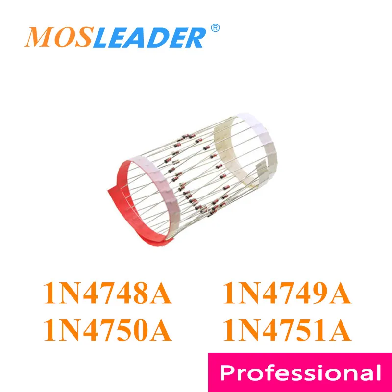 

Mosleader 2500 шт. DO41 1N4748A 22В 1N4749A 24В 1N4750A 27В 1N4751A 30В 1N4748 1N4749 1N4750 1N4751 1 Вт в ленте без коробки