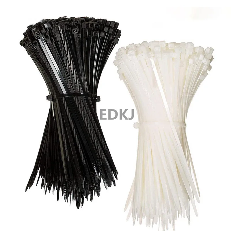 100pcs 3.6x 200mm Self Locking Network Nylon Plastic Fasten Zip Trim