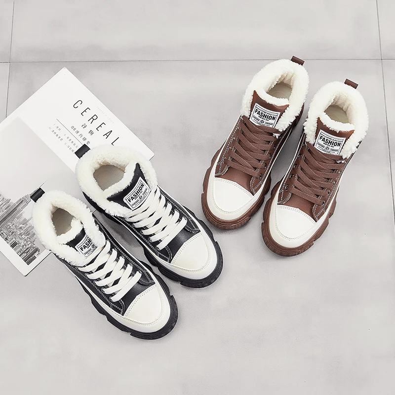 Fashion Sneakers Vulcanized-Shoes High-Top Comfortable Womens Winter Hard-Wearing Keep-Warm
