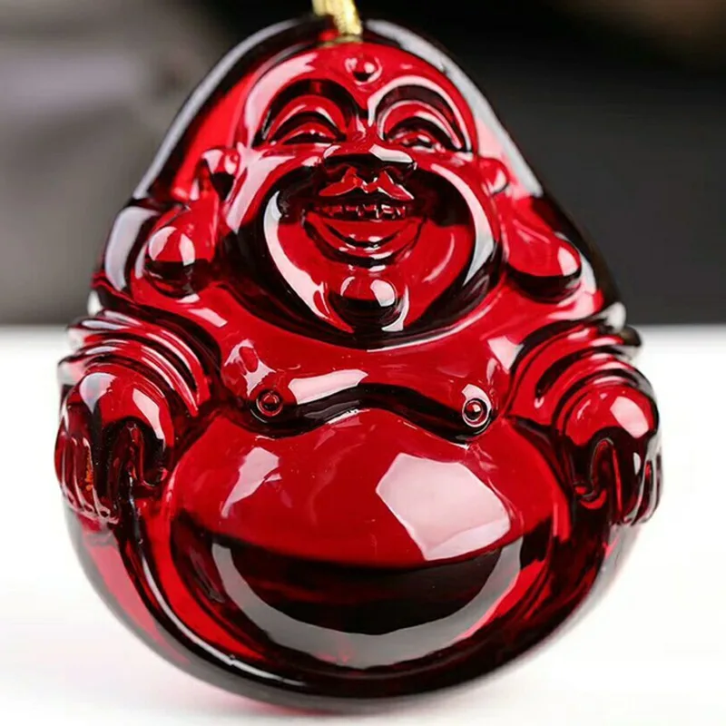 

Natural Blood Amber Big Belly Maitreya Buddha Pendant Female Laughing Buddha Sweater Chain Pendant Jewelry