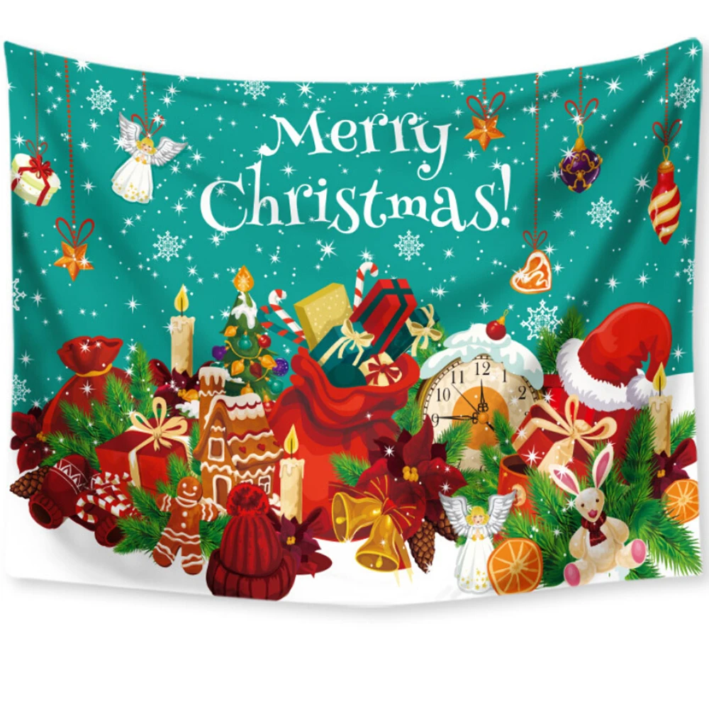 1Pcs Christmas Tapestry Sofa Background Wall Decoration Cloth Christmas Tree Decoration Beach Towel Blanket Scene Cloth 5 Colors