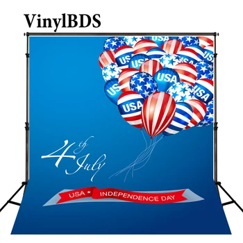 

VinylBDS 8X10FT American Flag Backdrops Independence Day Blue Balloom Background for Children Photography Shoot