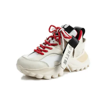 

SWONCO Dad Shoes Platform Sneakers For Women White Causal Shoes 2020 Summer Breathable Casual Sneakers Wedges Student White Shoe