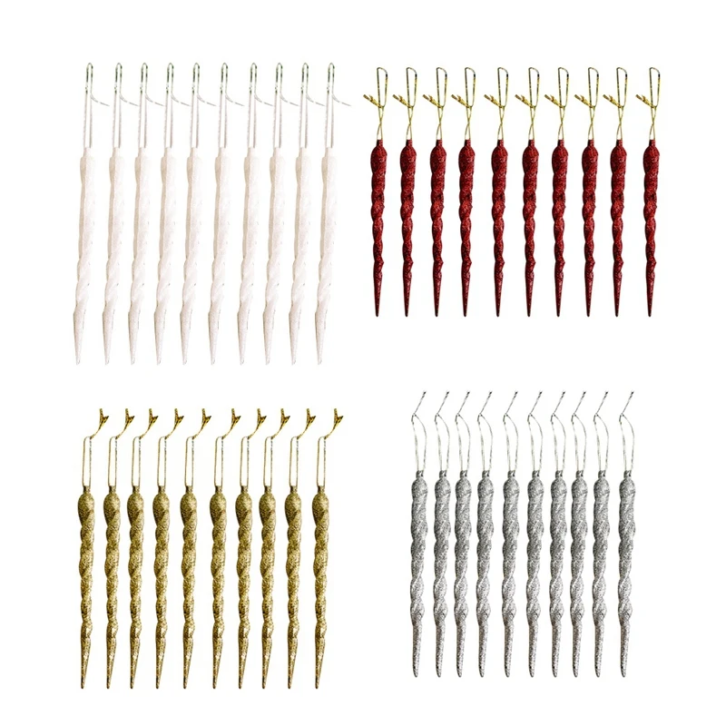 10Pcs Christmas Simulation Ice Xmas Tree Hanging Ornament Fake Icicle Winter Party Decoration Supplies | Дом и сад