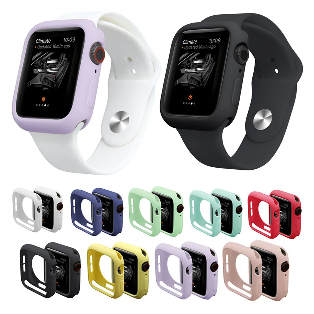 

Premium Soft Silicone Watch Case 44mm 40mm Cover for i-Watch Apple Watch 4 3 2 1 Colorful Protector Soft High Quality