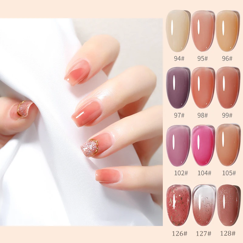 Jelly Gel 7.3ml Ice Nude Color Nail Gel Polish Pink Color Transparent Clear Nail Varnish Soak Off Uv Led Tea Color Nail Polish - Nail Gel - AliExpress