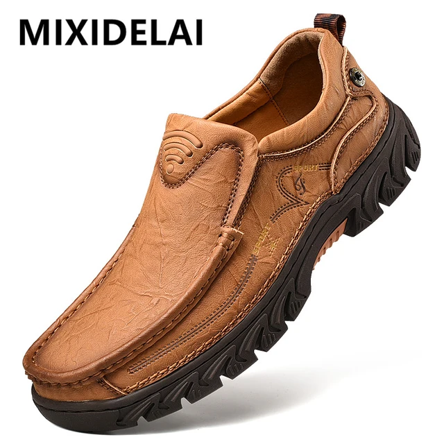 Hot Sale Genuine Leather Shoes Men Comfortable First Layer Cowhide Sneakers  Men Breathable Non-Slip Casual Shoes Big Size 38-50