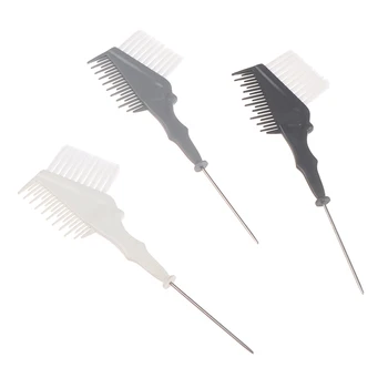 

1 Piece Metal Tail Tip Hair Coloring Comb Double Use With Soft Nylon Hair Salon Hair Dye Brush For Hairdressing Styling Tool