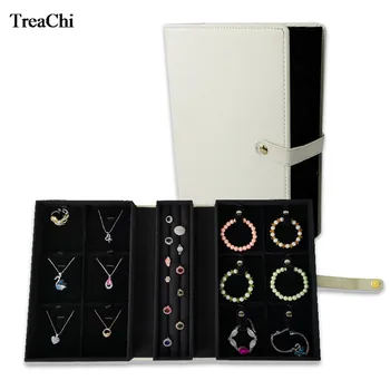 

New Design Jewelry Storage Container Necklace Pendant Box Ring Earring Holder Jewellry Organizer Leather Box