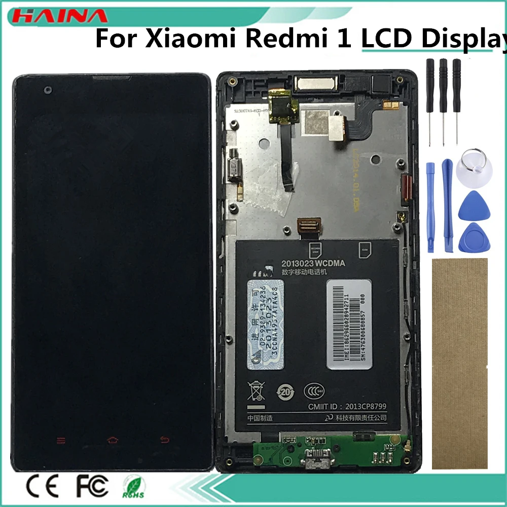 

Lcd +Frame + phone For Xiaomi Redmi 1 LCD Display Touch Screen Digitizer Assembly For Redmi 1 LCD Screen+Free Shipping
