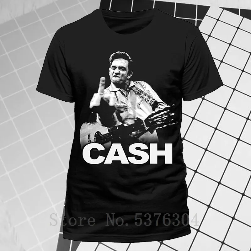 

Johnny Cash Finger Guitar Pose Licensed Tee T-Shirt Men