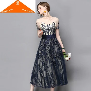 

America Europe and Party Spring Summer Formal Dress Women Elegant Mesh Dresses Vestidos Robe Femme 2020 LWL9789