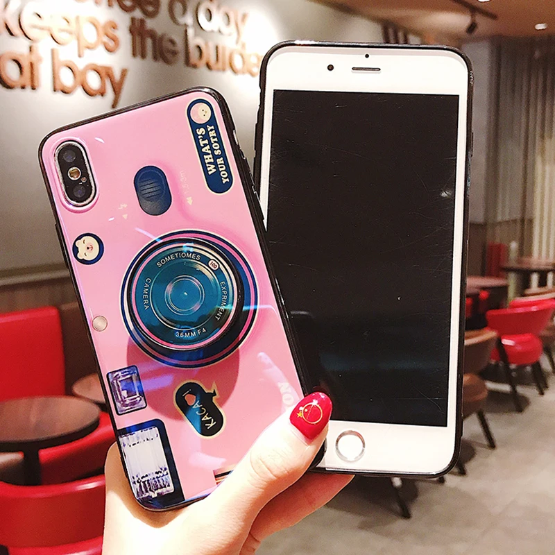 Blu-ray Camera Wristband Phone Case For iPhone 11 pro XR XS X Case Silicone Cover For iPhone 11 Pro Max 7 8 6s Plus Holder Cases (10)