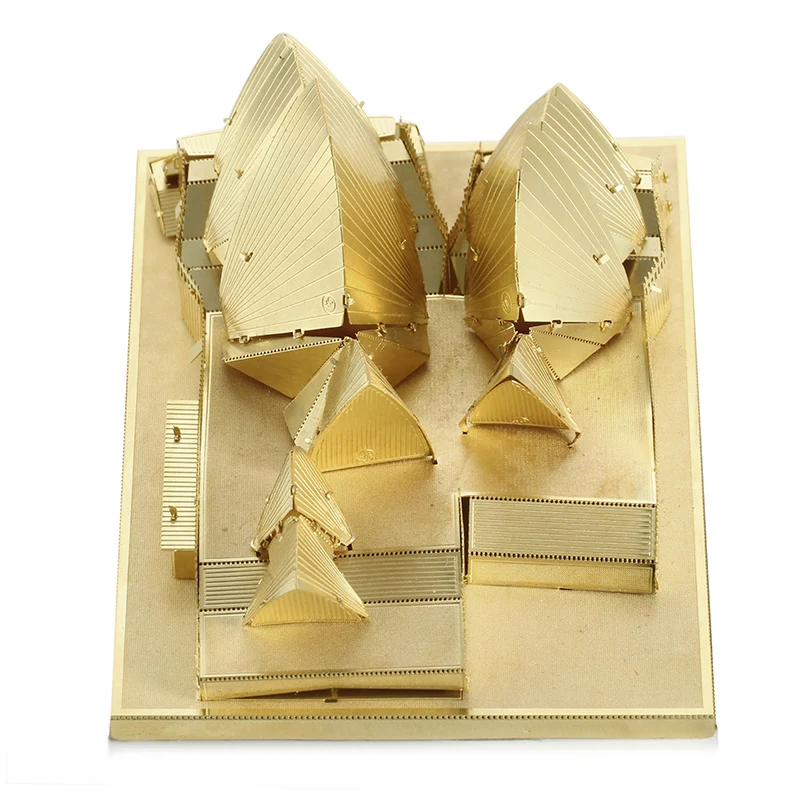 Металлическая 3D трехмерная головоломка из нержавеющей стали без клея DIY сборочная модель Сиднейский оперный дом золотой
