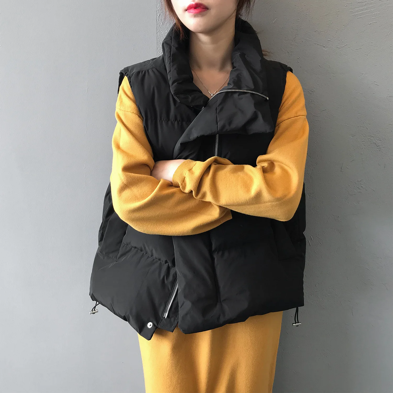 HXJJP женский корейский стиль сплошной без рукавов зимний теплый зимний жилет пальто однобортный свободный Толстый модный жилет