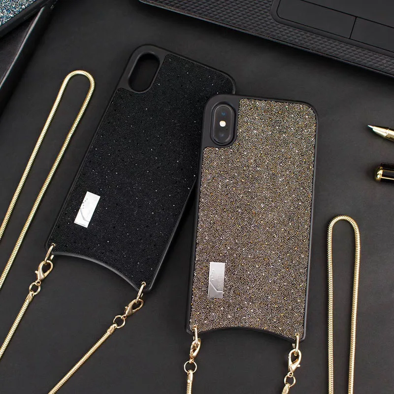 EKONEDA Роскошный чехол сверкающий с блестками для iPhone 11 Pro Max X XS чехол для Max XR для iPhone 7 6 6S 8 Plus жесткий чехол с шейной цепочкой