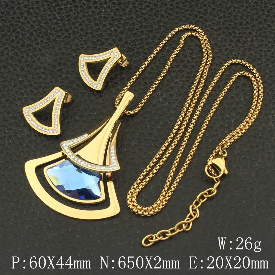 Joyas Золото Цвет цепочки и ожерелья серьги гвоздики Новые горячие нержавеющая сталь Ювелирные наборы для женщин Мода Bijuterii SEDZFMCC - Окраска металла: SEDZFMCC
