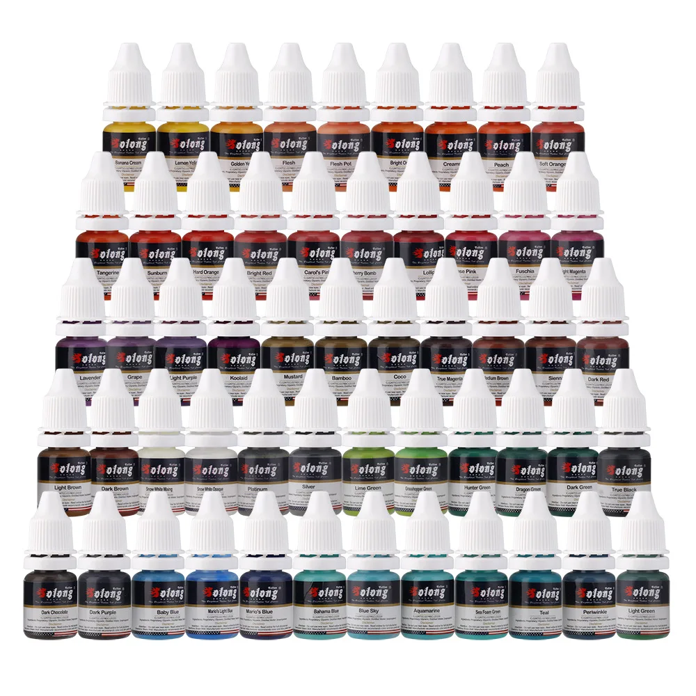 

54 Colors Permanent Makeup Easy Coloring Tattoo Ink Pigment Ink for Tattoo Eyebrow Eyeliner Lip Body Tattoo Art Beauty