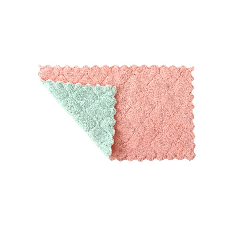 pink-green 8 шт./лот, домашние полотенца из микрофибры для стола, впитывающие кухонные полотенца для уборки, плотное полотенце, микроткань - Цвет: pink-green