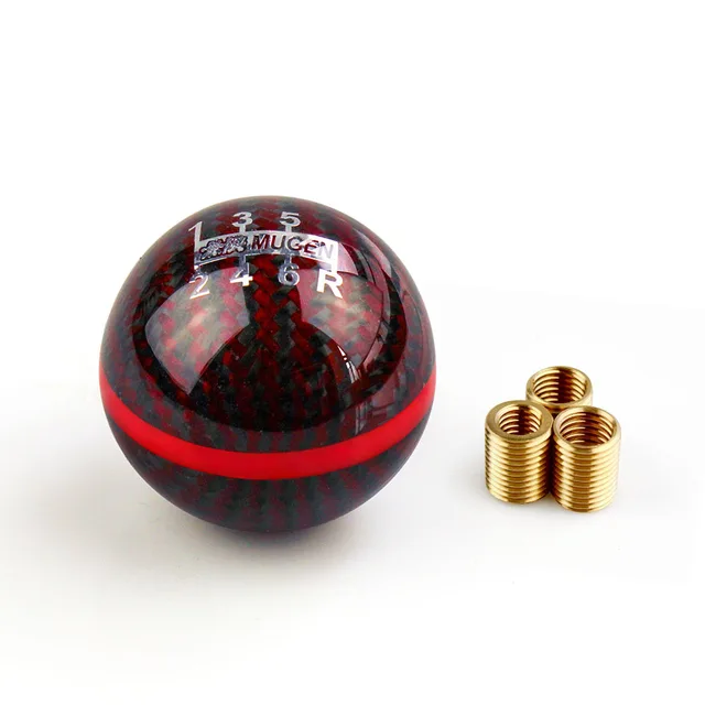 Mugen Power 5/6 Speed Racing Gear Shift knob Black Carbon Fiber With Red Line Or Blue Line for 95% cars red and red-6speed
